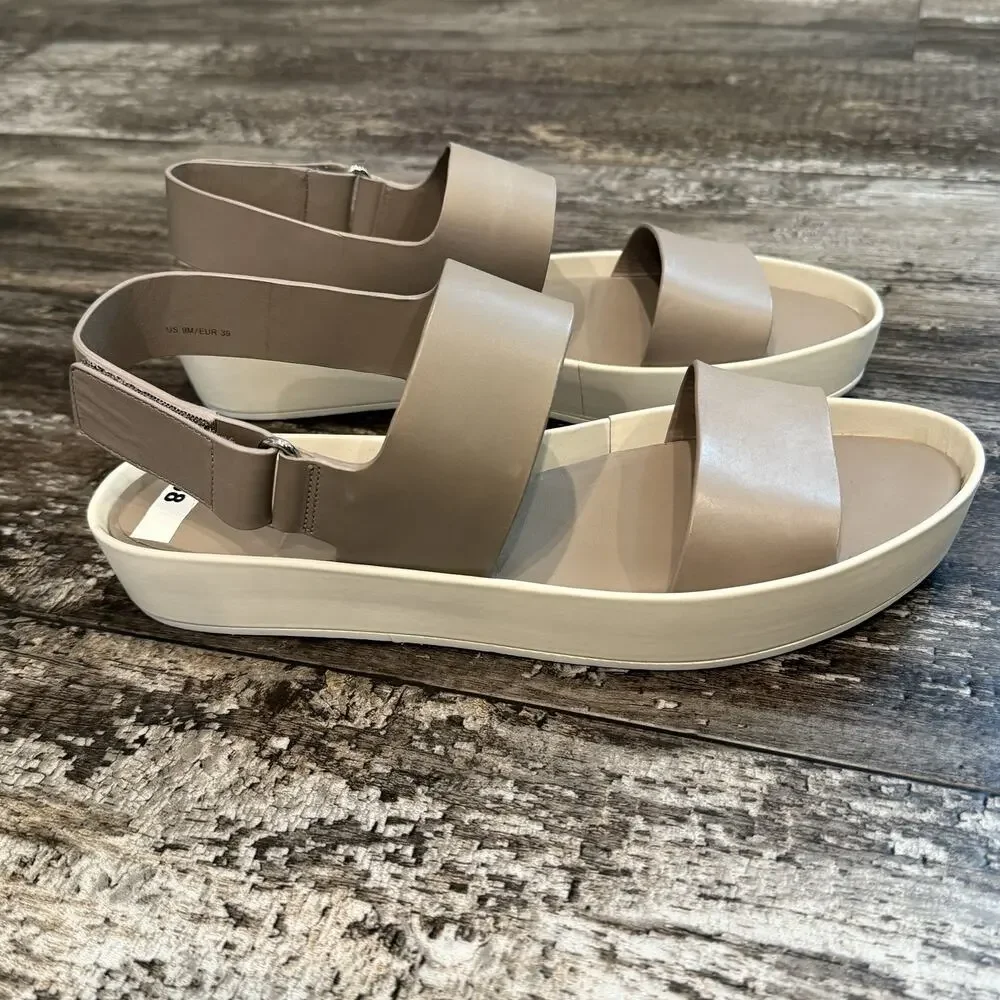 Vince Westport Platform Sandals Womens Size 9M Beige‎ Leather Minimalist NIB